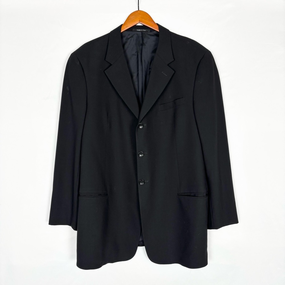 Armani Collezioni Mens Wool Blazer Black‎ Italy 3 Button Size 46 R